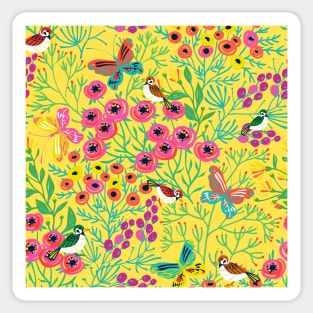 Floral And Sparrow Sticker